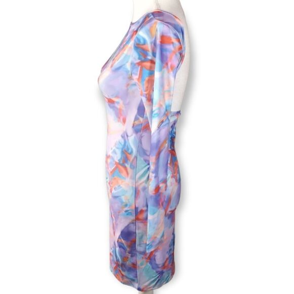 SHEIN PURPLE & BLUE TIE-DYE BODYCON BACKLESS DRESS SZ.M EUC - Picture 8 of 11